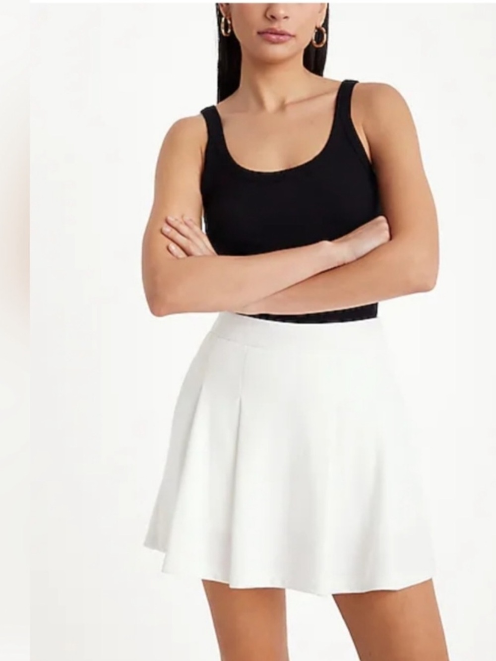 NWT $78 EXPRESS White Cotton pleated Pocket tennis skort women size XL